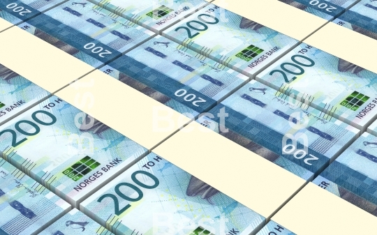 Norwegian krone bills stacks background