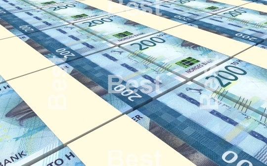 Norwegian krone bills stacks background