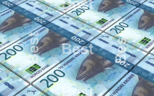 Norwegian krone bills stacks background