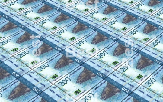 Norwegian krone bills stacks background