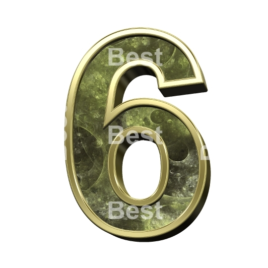 Number from fractal alphabet set isolated over white.