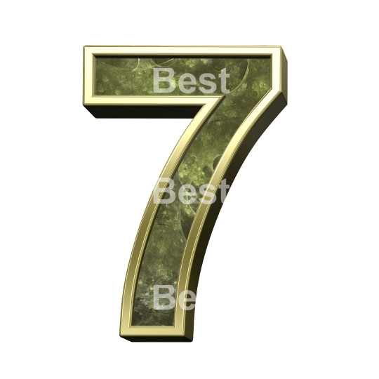 Number from fractal alphabet set isolated over white.
