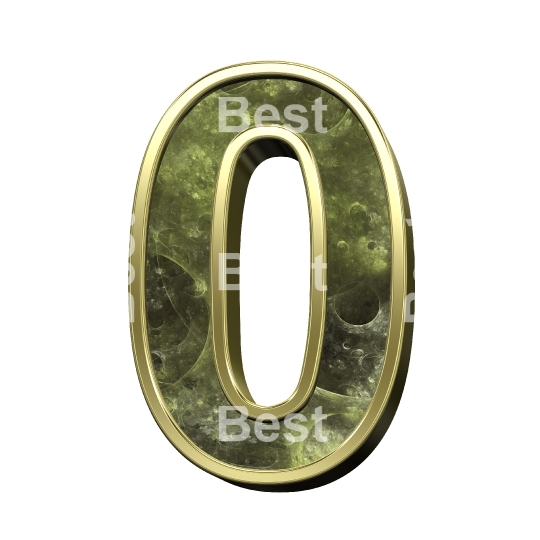 Number from fractal alphabet set isolated over white.
