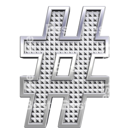 Number mark from knurled chrome alphabet set
