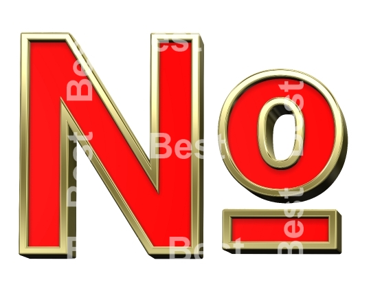 Number mark from red with gold shiny frame alphabet set