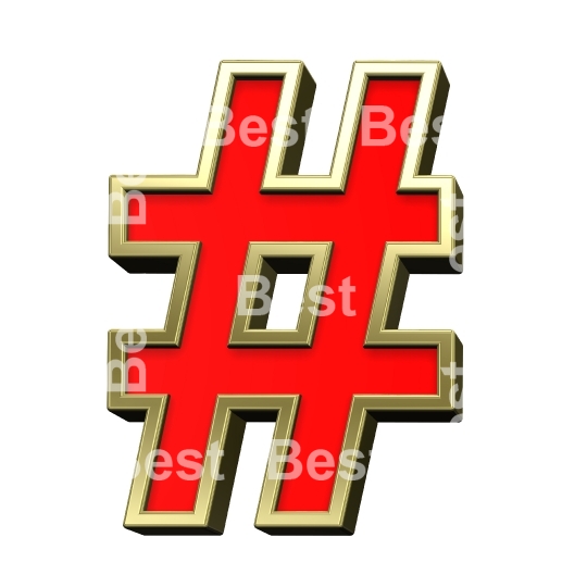 Number mark from red with gold shiny frame alphabet set