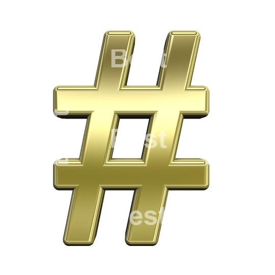Number mark from shiny gold alphabet set