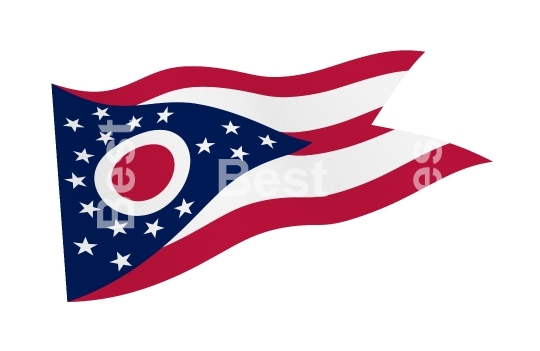 Ohio flag isolated on white background with clipping path from world flags set
