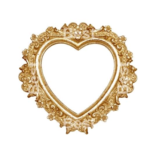 Old gold heart picture frame