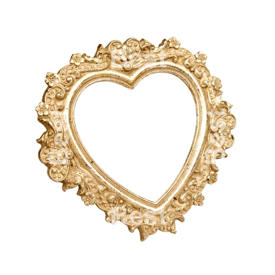 Old gold heart picture frame