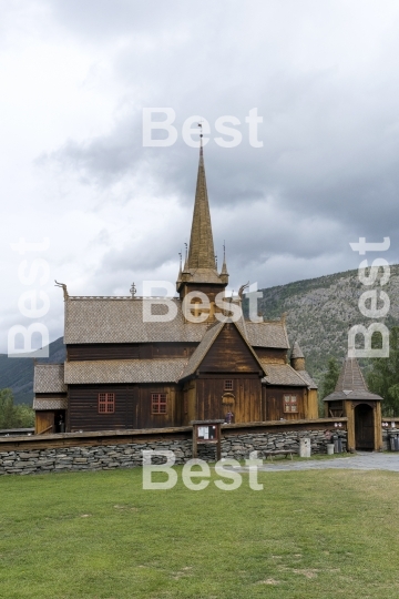 Old stave church in Lom, Norway. 