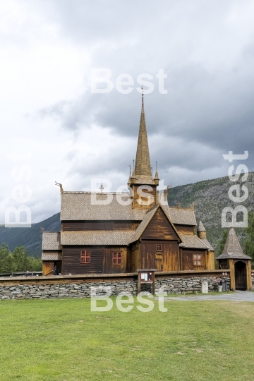 Old stave church in Lom, Norway. 
