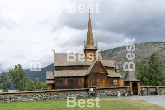 Old stave church in Lom, Norway. 