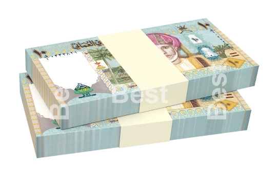 Omani rials bills isolated on white background