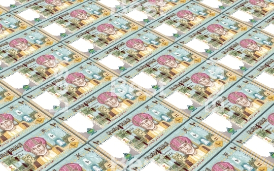 Omani rials bills stacked background