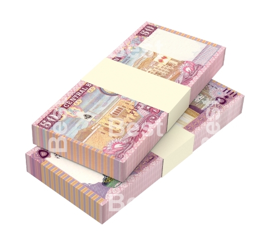 Omani rials bills stacks isolated on white background