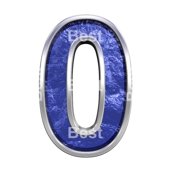 One digit from blue glass cast alphabet set