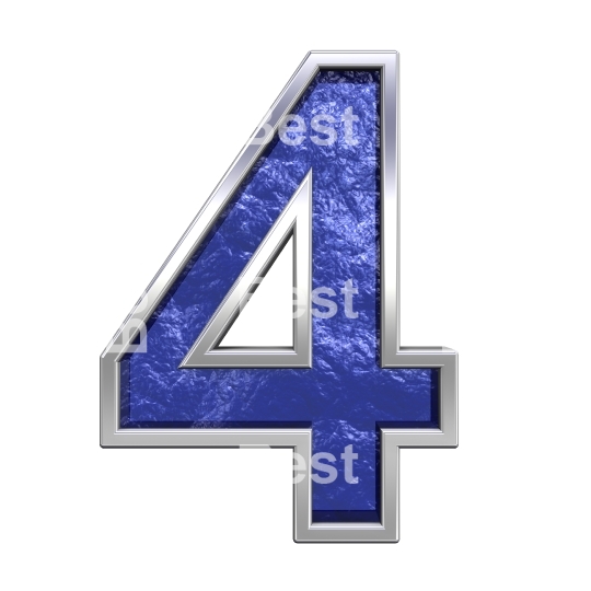 One digit from blue glass cast alphabet set