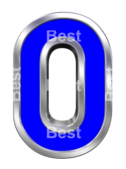 One digit from blue with chrome frame alphabet set