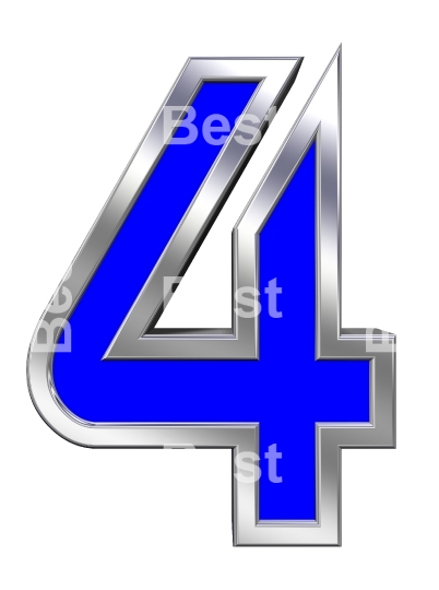 One digit from blue with chrome frame alphabet set