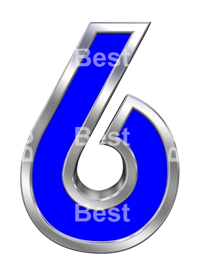 One digit from blue with chrome frame alphabet set