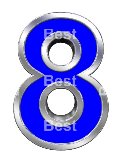 One digit from blue with chrome frame alphabet set