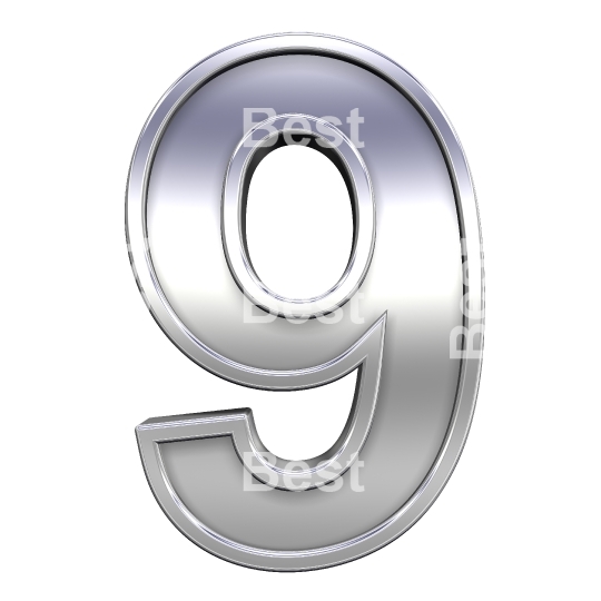 One digit from chrome with frame alphabet set