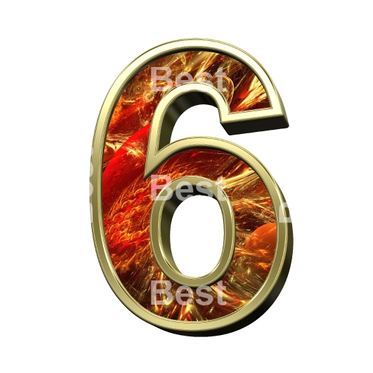 One digit from fractal alphabet set isolated over white.