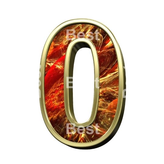 One digit from fractal alphabet set isolated over white.
