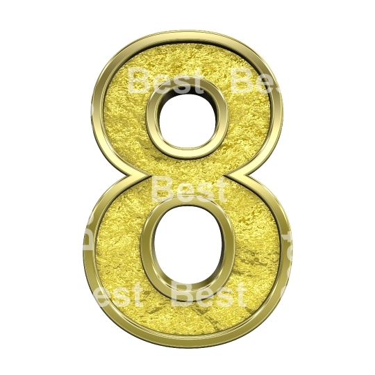 One digit from gold cast alphabet set