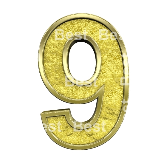 One digit from gold cast alphabet set