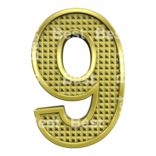 One digit from knurled gold alphabet set