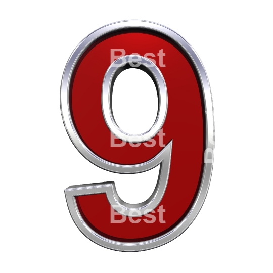 One digit from ruby with chrome frame alphabet set