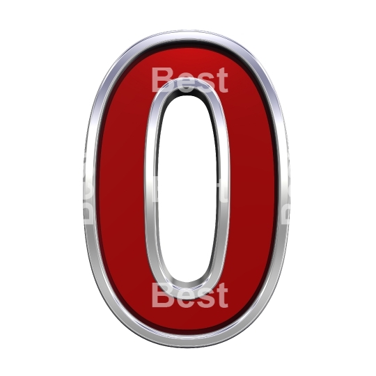 One digit from ruby with chrome frame alphabet set