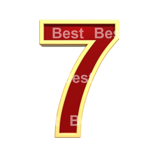 One digit from ruby with gold frame alphabet set