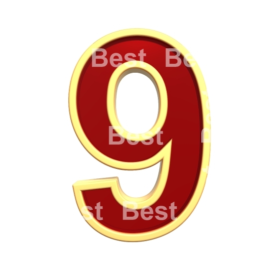 One digit from ruby with gold frame alphabet set