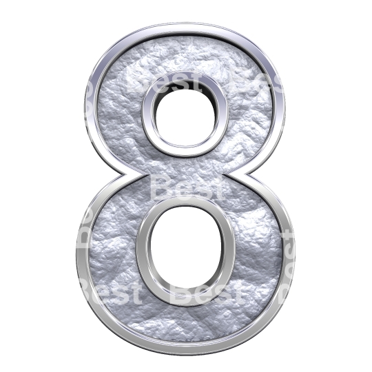 One digit from silver cast alphabet set