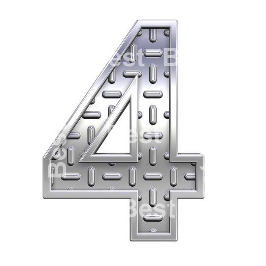 One digit from steel tread plate alphabet set