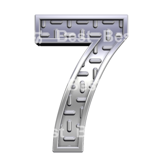 One digit from steel tread plate alphabet set