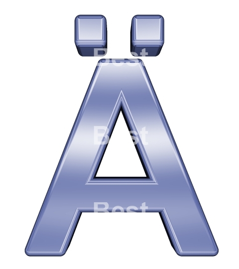 One letter from blue chrome alphabet set