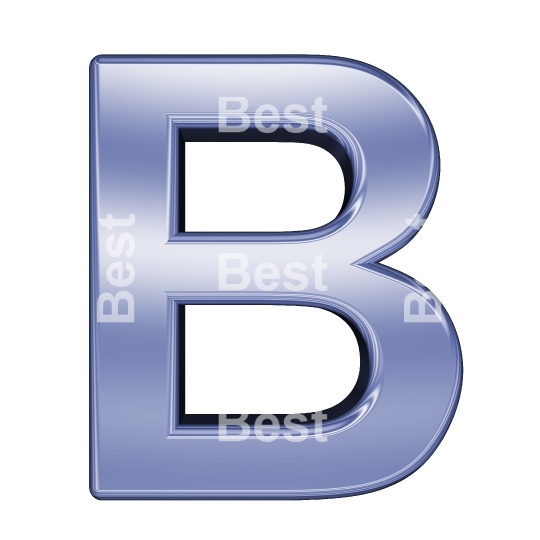 One letter from blue chrome alphabet set
