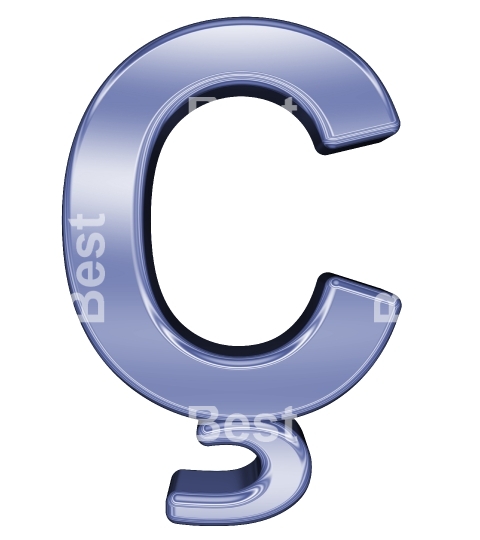 One letter from blue chrome alphabet set