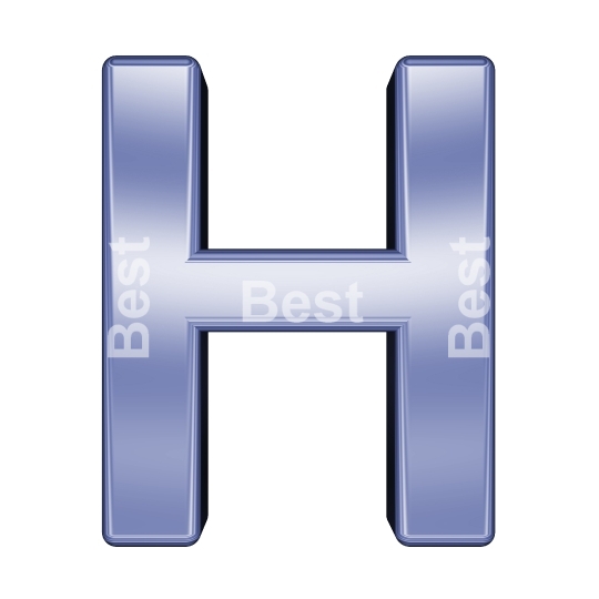 One letter from blue chrome alphabet set
