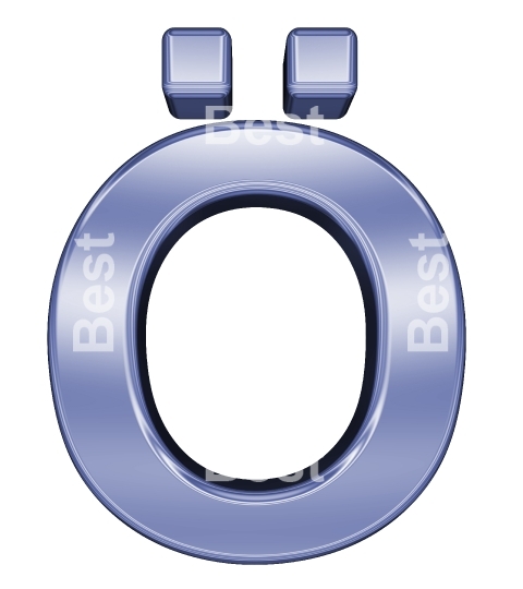 One letter from blue chrome alphabet set