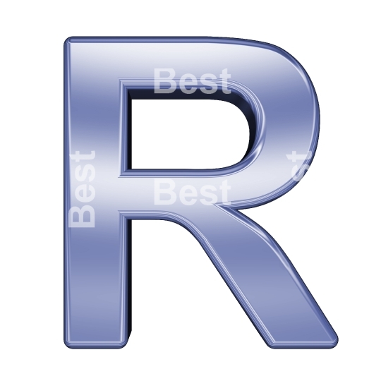 One letter from blue chrome alphabet set