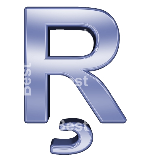 One letter from blue chrome alphabet set