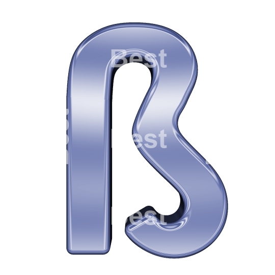 One letter from blue chrome alphabet set