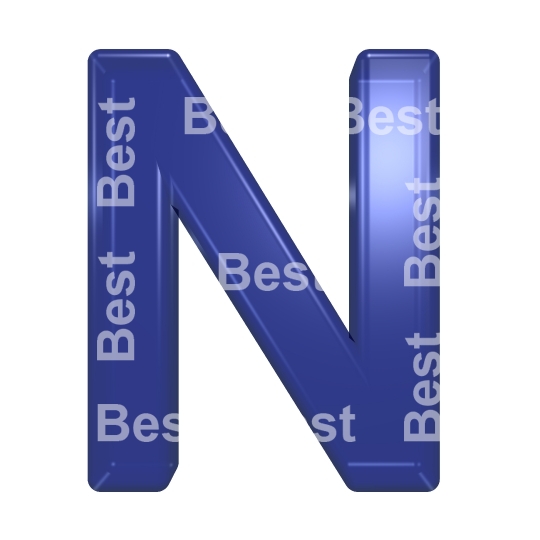 One letter from blue glass alphabet set
