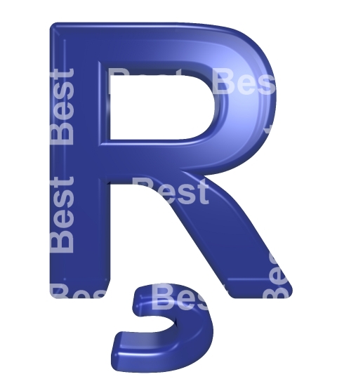 One letter from blue glass alphabet set