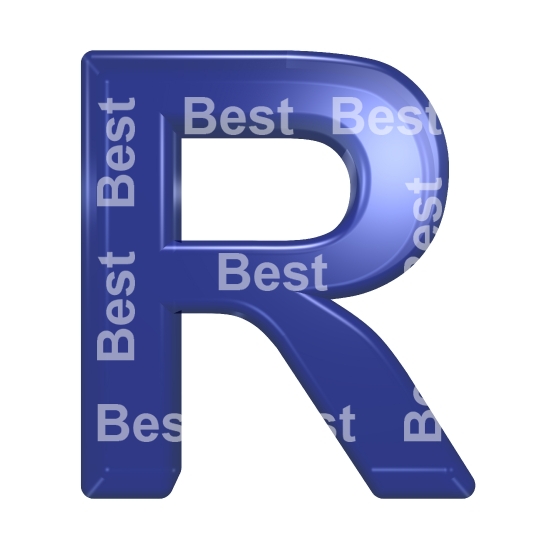 One letter from blue glass alphabet set